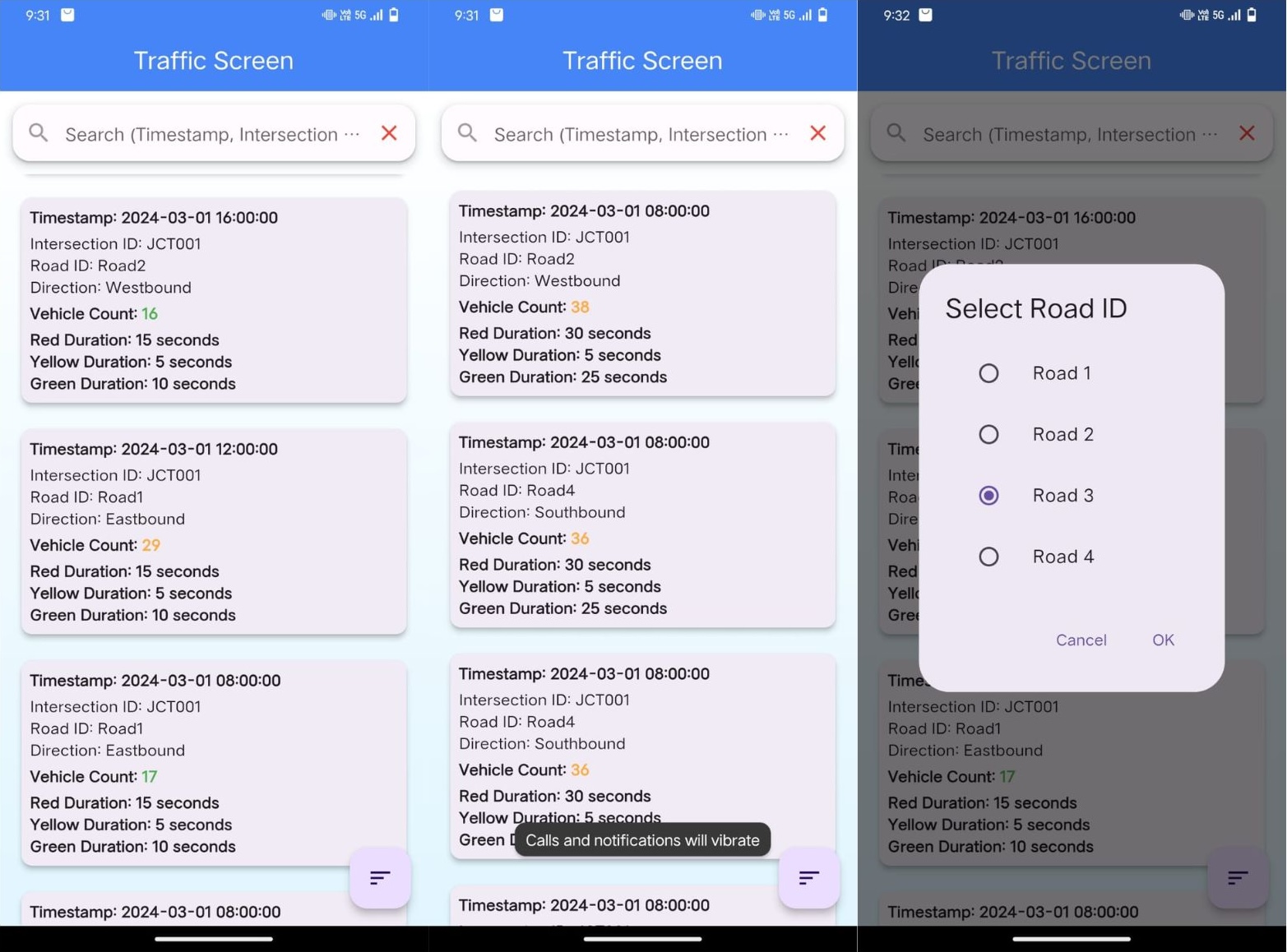 Traffic App Interface